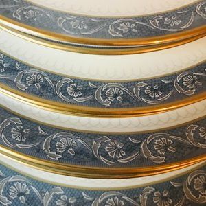 China Plates - Mikasa Chaucer Dinnerware Set Bone China - Blue White Gold